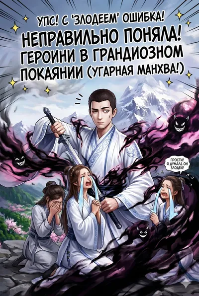 Осознав, что неправильно поняла злодея, героиня молит о прощении